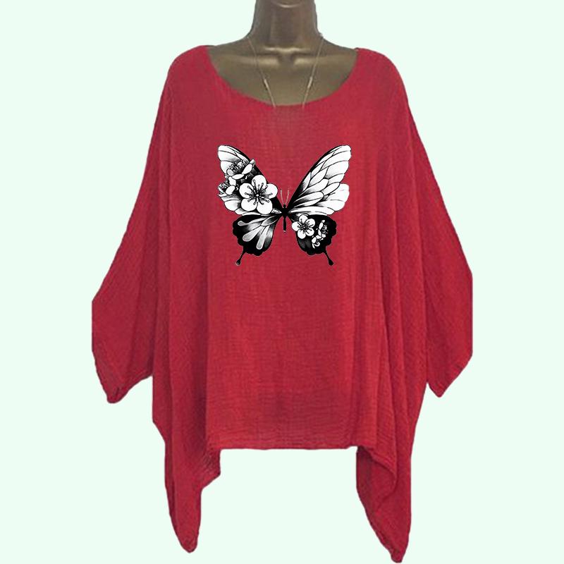 

Плюс Размер Женская Тонкая Хлопковая Льняная Рубашка Весна и Лето Повседневная Свободная Рубашка С Длинным Рукавом Женская Модная Цветочная Печать Длинная Рубашка 5XL красный