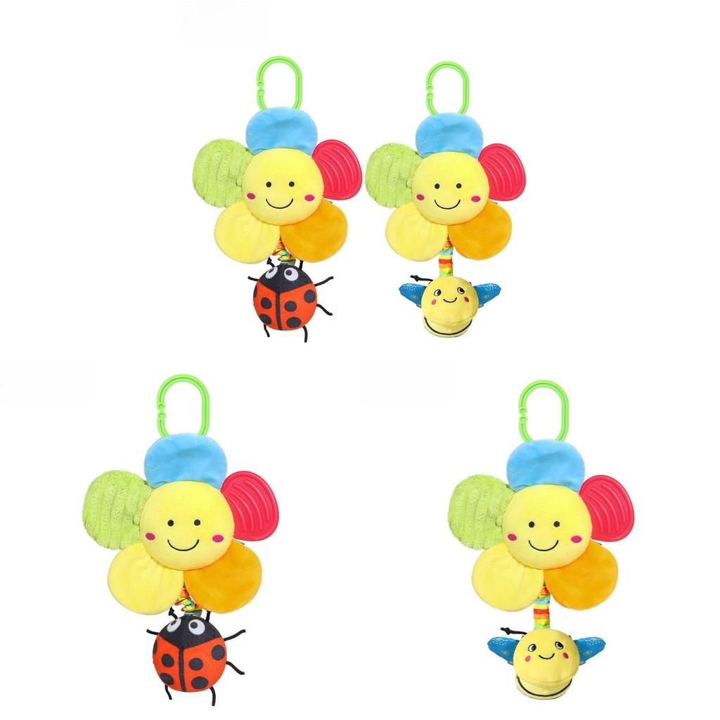 Baby Plush Bee Rattle Toy With Music Box And Flower Hanging For Infant Development