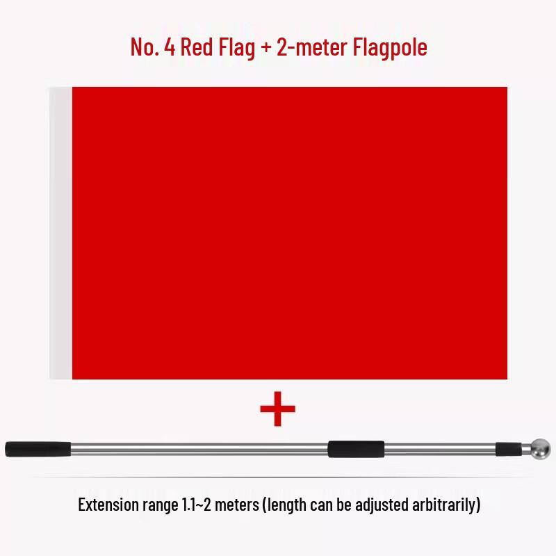 Solid Red Flag with Flagpole Set