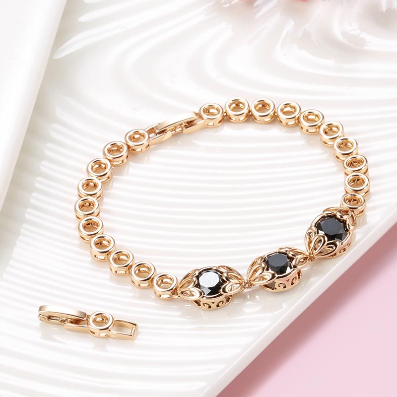 Fashion Ethnic Bride Black Natural Zircon Bracelet For Women Luxury  Rose Gold Vintage Wedding Fine Jewelry  New
