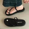 Thick-bottomed French Beach Slippers Fashionable Versatile Simple Pearl Flip-flops Women's Summer Retro Outerwear Thin Sandals