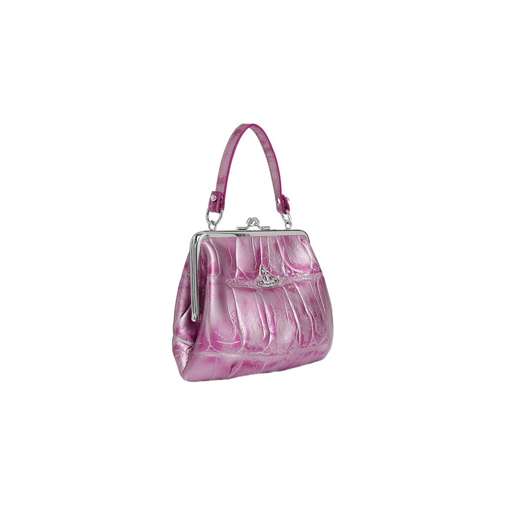 Vivienne Westwood Granny Frame Saturn Logo Detachable Chain Strap Calfskin Shoulder Tote Wallet Women wallet Pink 52020003UL004HG401