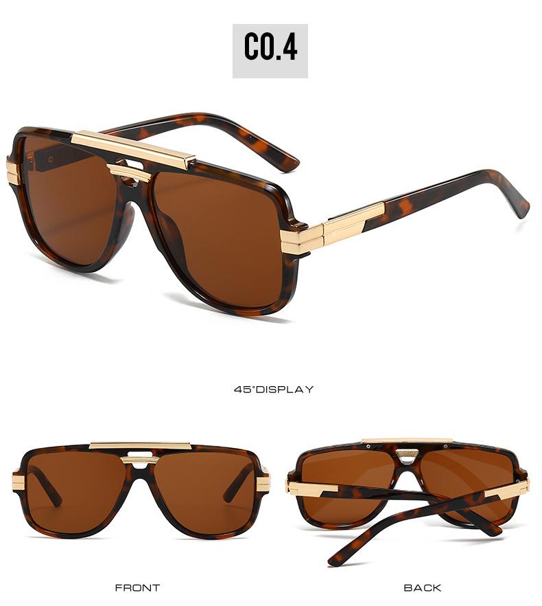 Trendy European-American Retro Square Frame Men's Metal Sunglasses
