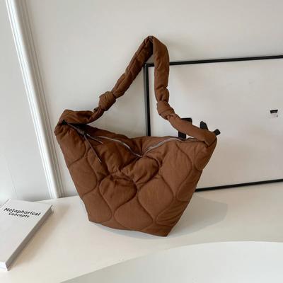 Solid Color Nylon Zipper Sewing Thread Women's Tote High Quality Trend Versatile Women's Shoulder Bag