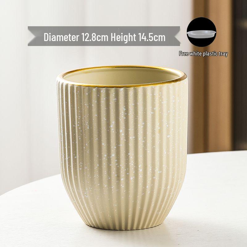 Nordic High-Leg Ceramic Orchid Pot: Durable, Artistic for Home or Balcony Use