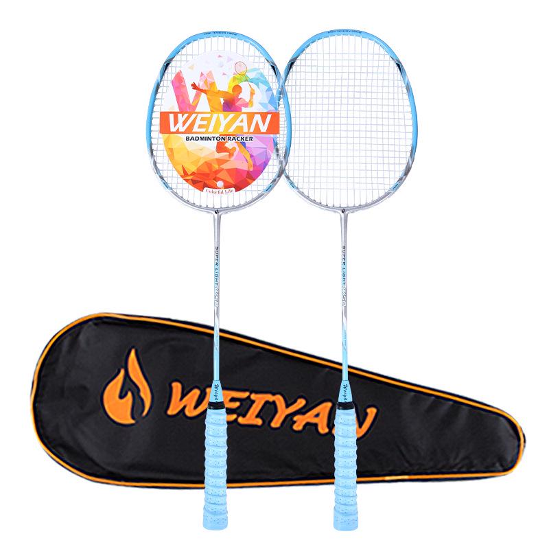 Weiyan Ultra-Light Carbon Fiber Badminton Racket Set (2 Pieces) - Beginner-Friendly, Durable, Ideal for Training and Competition.