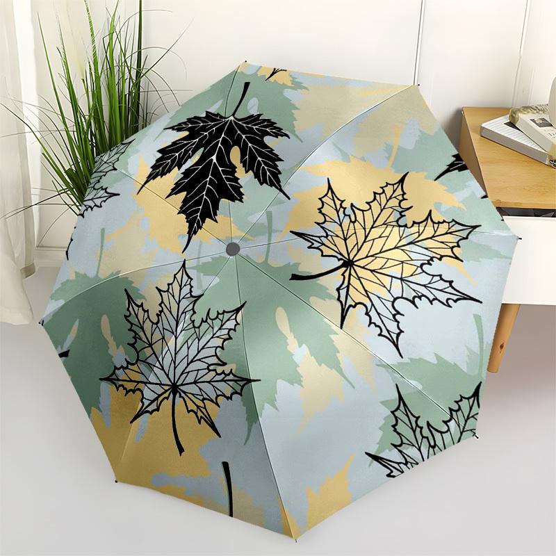 1pc Autumn Leaves Pattern Umbrella with Plastic Handle,Compact & Stylish,Suitable for All Seasons ptys26040
