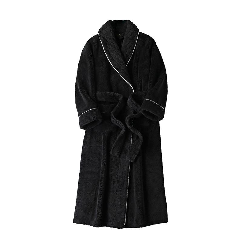 Herren Schalkragen Bademäntel in voller Länge Spa Bademäntel Weiche Haus Schlafanzüge Mantel mit Taschen Winter Warm Plüschfleece Bademantel Kapuzen Flauschige Bademäntel für Herren