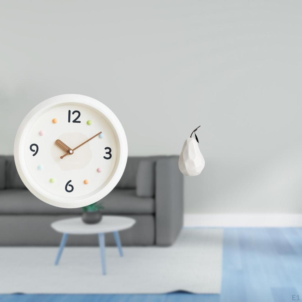 Contemporary Decorative Wall Clock with Large Numerals And Porcelain Fruit Sculpture Ornament for
