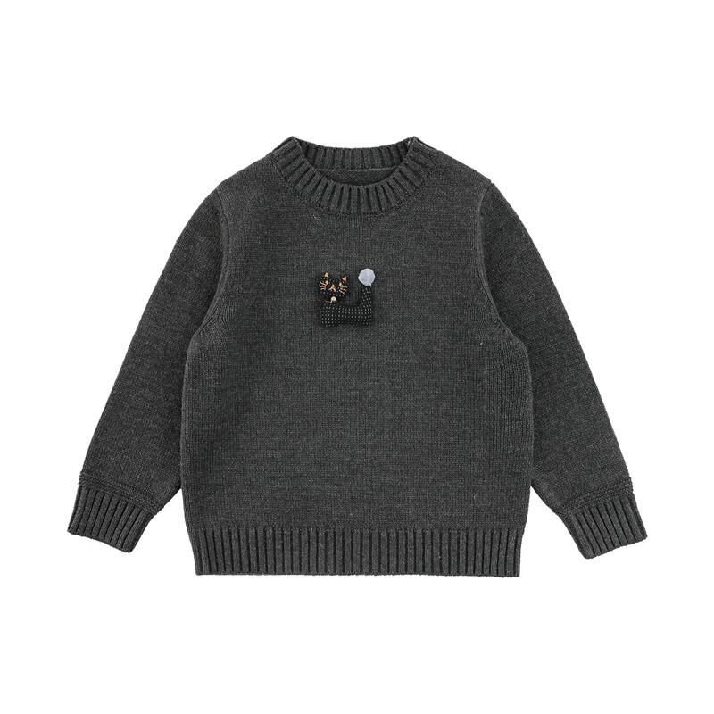 Yoyou Girls  Winter Fluffy Cat Knit Sweater 90 cm