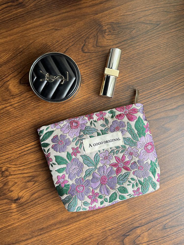

Косметичка с фиолетовым цветочным узором - Портативный дорожный кошелек для хранения туалетных принадлежностей