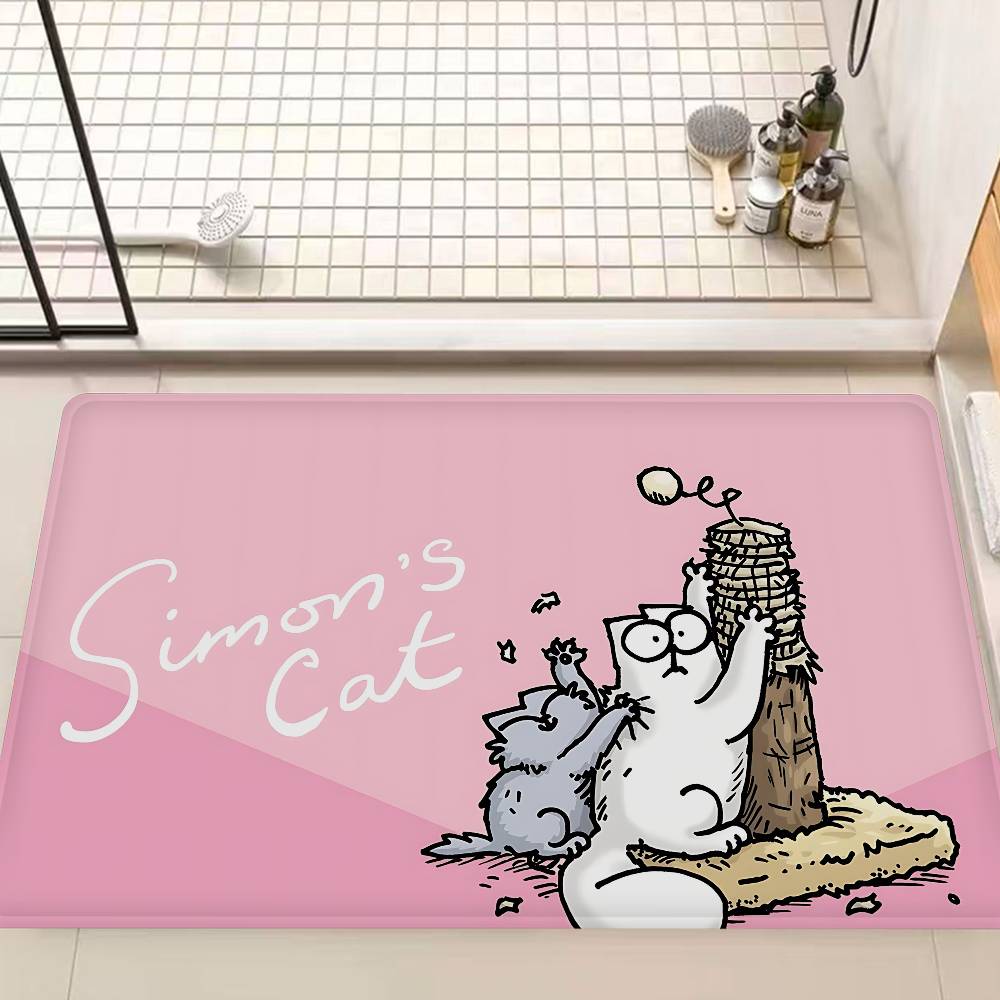 Anime Simons Cat Bathroom Mat Anti-slip Absorb Water Long Strip Cushion Bedroon Mat Welcome Doormat