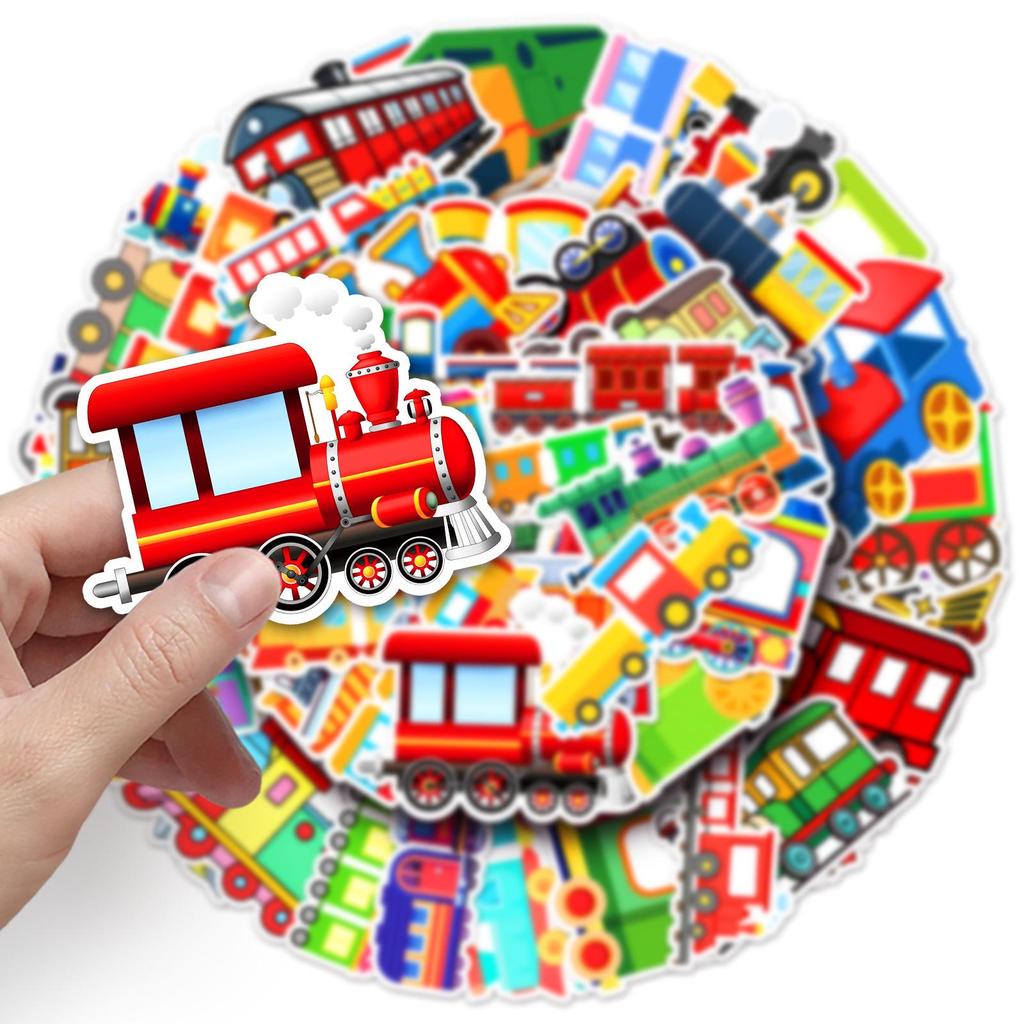 50pcs Cartoon Train Stickers: Childlike, Creative & Waterproof Decoration for Helmets, Stationery, and Computers.