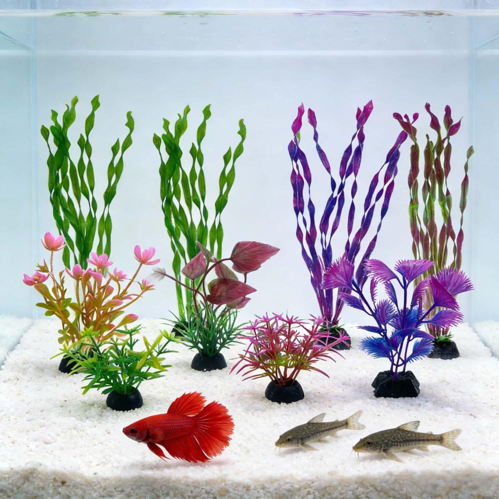 10pcs/set  Artificial Aquarium Plants green/colorful Realistic Faux Water Grass Easy to Install for Fish Tank Aquarium Decor