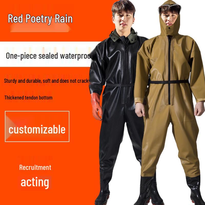PVC Full Body Fishing Waders - Thickened One-Piece Wading Pants for Fishing and Lotus Root Digging