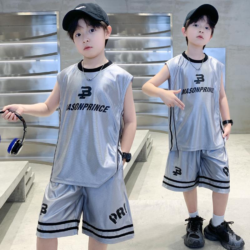Boys' summer vest set 2026 new sports jerseys for middle-aged and young children's summer boys' quick drying basketball clothes trend