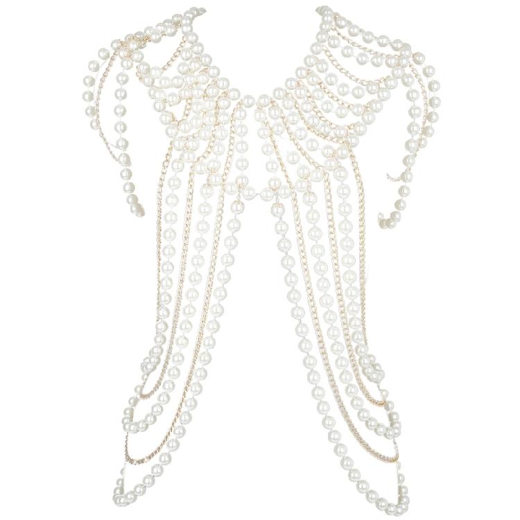 Shoulder Wrap Artificial Pearls Shoulder Chain for Evening Party Night Gown Shawl Body Chain Evening Shoulder Wrap