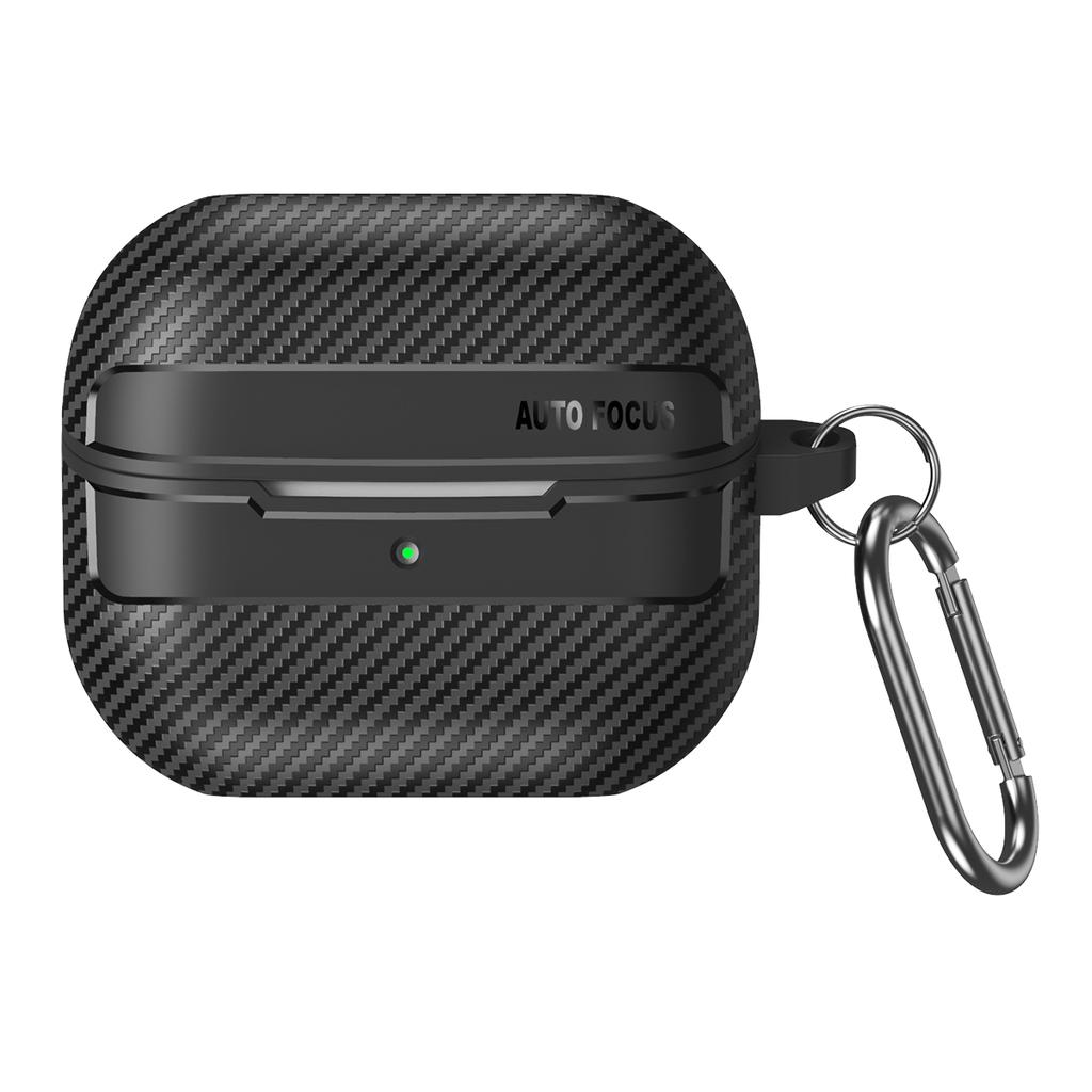 For Samsung Galaxy Buds3/Buds3 Pro Case Carbon Fiber Texture TPU Earbuds Protective Cover with Hook