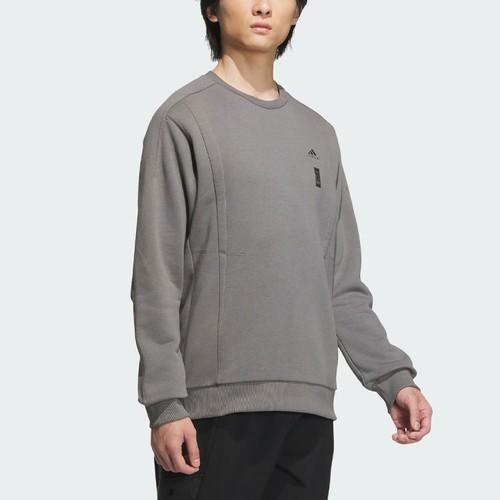Adidas Solid Color Sports Casual Long-Sleeve Crewneck Sweatshirt for Men, Gray