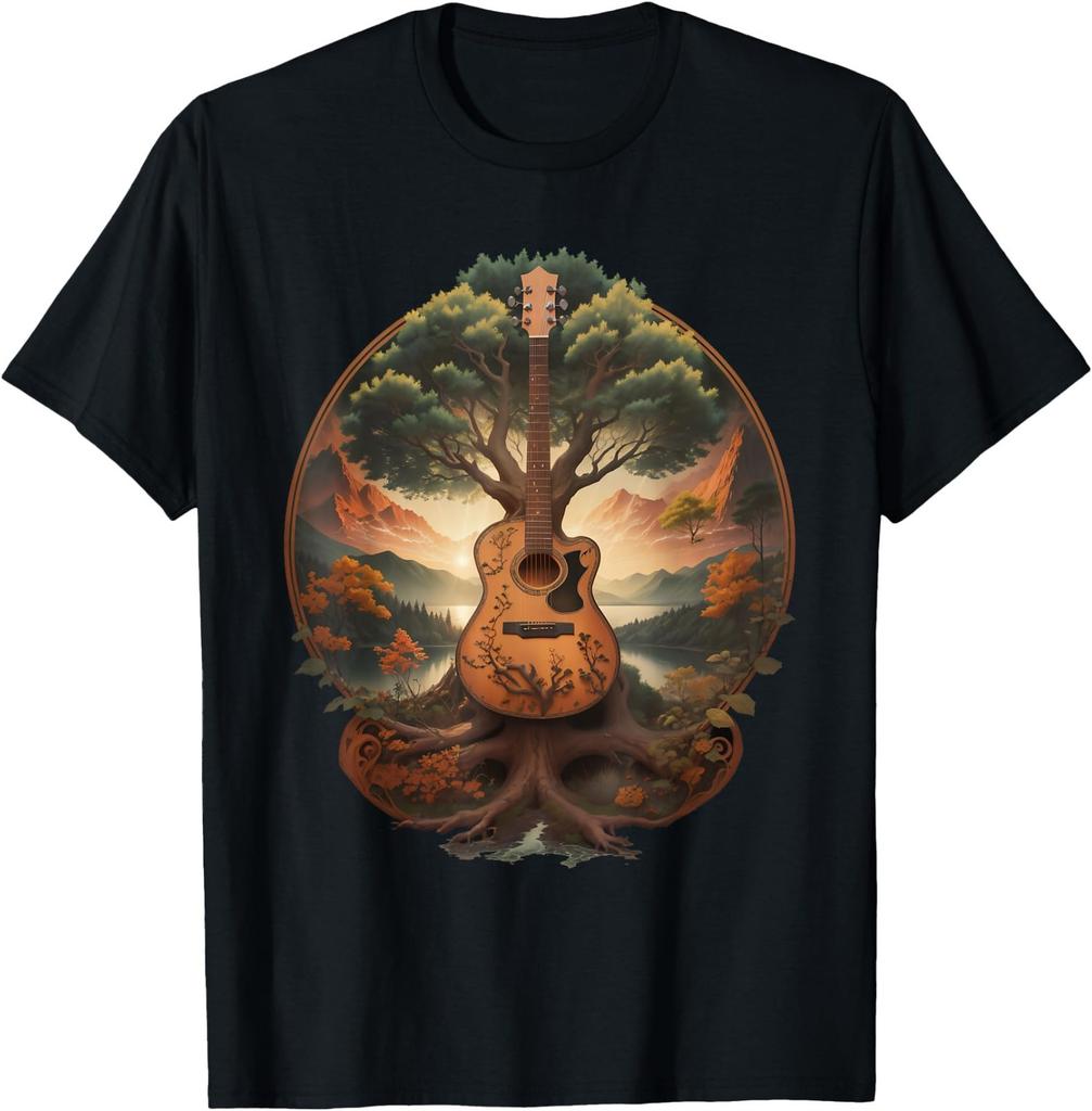 Tree of Life Acoustic Guitar By The Lake T-Shirt