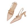 Thin Heel Bag Head Empty Sandals Women's 2025 Spring and Summer British New Pointed Back Strap Professional High Heels Women