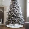 78cm Christmas Tree Skirt Faux Fur Carpet Snowflake White Plush Mat For Home Xmas Tree New Year Decor Noel Apron Ornament