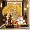 Resin Money Tree Lucky Cat Statue Ornament, Money Tree Lucky Cat Desktop Decoration, Home and Office Desktop Decoration Opening Gifts