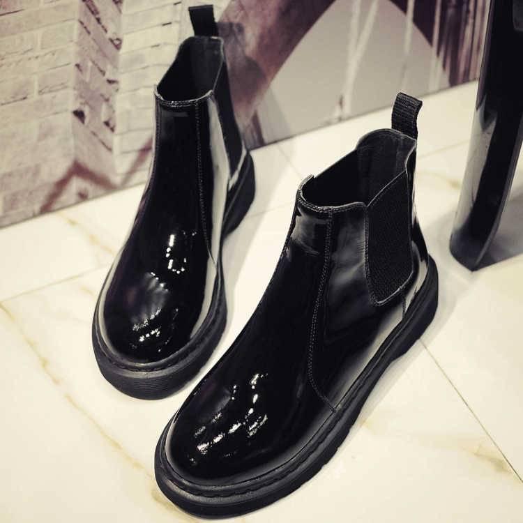 

Женские ботинки челси, черные женские ботильоны, зимние кожаные туфли на толстом высоком каблуке с круглым носком 38 чёрный