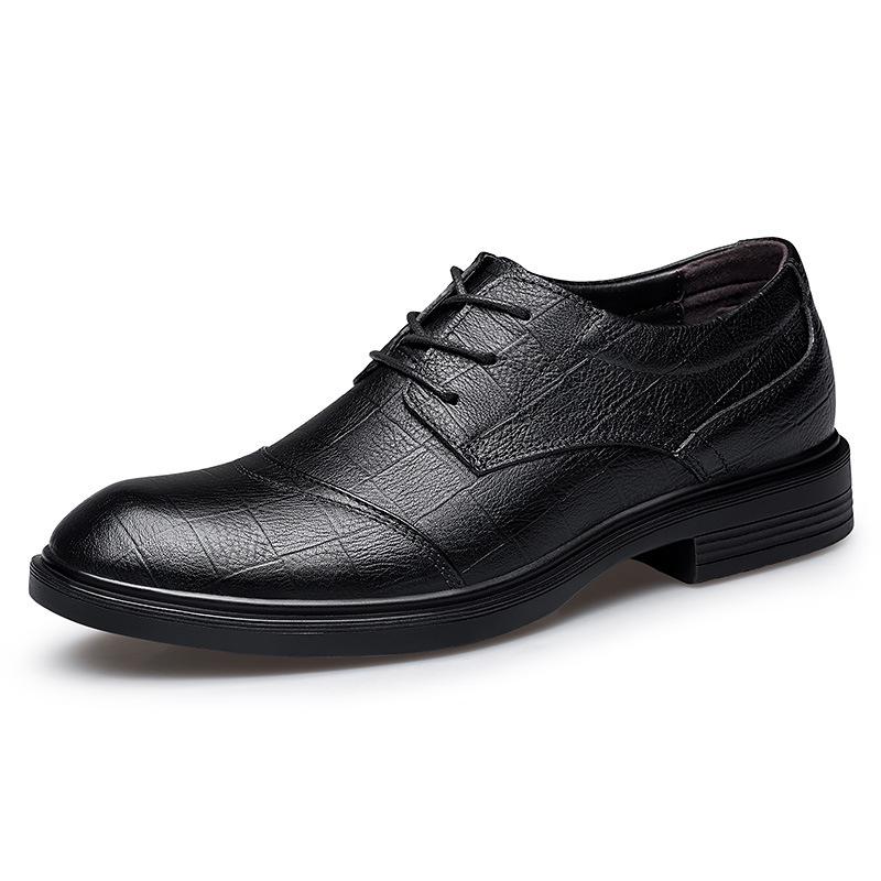 Large size men's shoes autumn men's single shoes business dress leather shoes trendy lace-up shallow mouth cowhide Doudou shoes