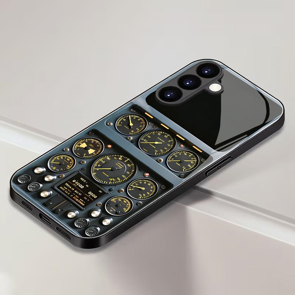Custodia per telefono con vetro temperato per cruscotto adatta per Samsung GalaxyS26 S25 S24 S23 S22 S20FE/Ultra/Plus5G cover posteriore anti-caduta