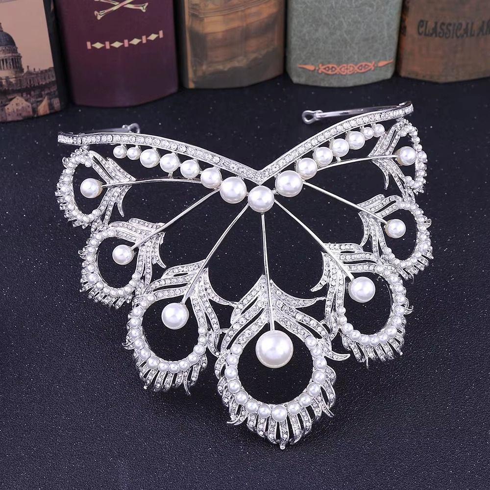 Head Accessories Crystal Pearl Headband Round Pearl Crown Jewelry Headpiece Miss Universe