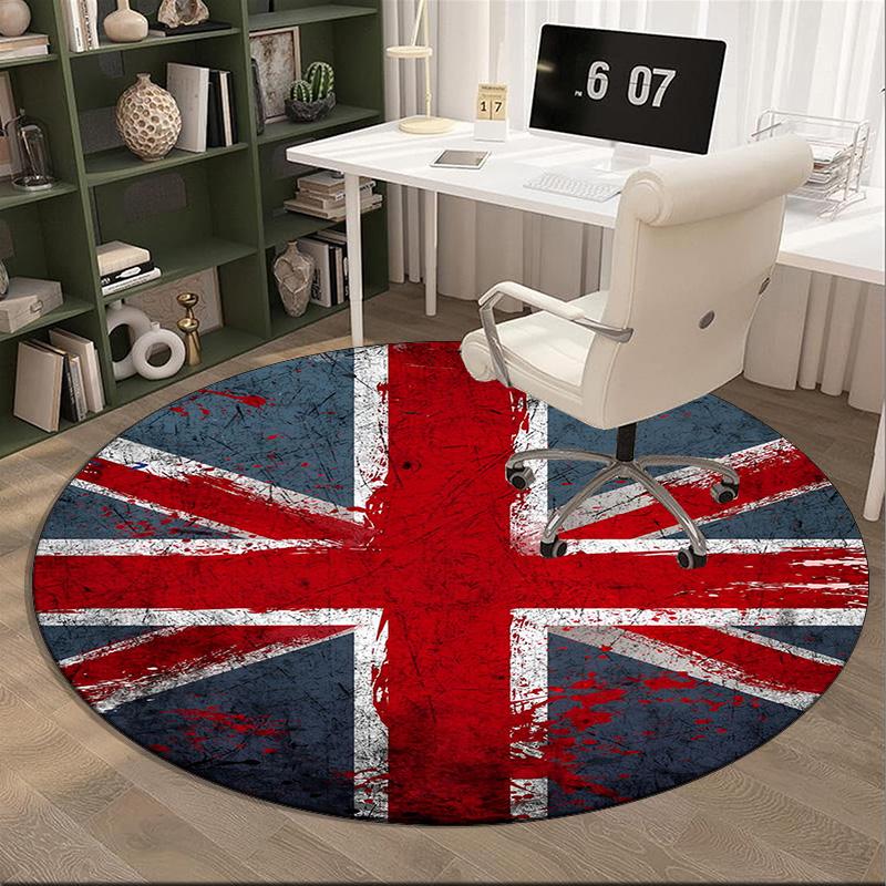 British Flag Artwork Round Rug for Livingroom,Bedroom, Palyroom, Chair Rug, Area Rug, Circle Carpet, Fan Christmas Gift