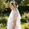 Bridal Veil Lightweight Breathable White Tulle Headband with Bows Flowers Decor Children Versatile Party Headwear Hair Accessory