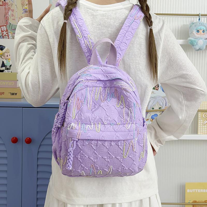 Schoolbag niche bubble grid girl cute versatile small schoolbag going out lightweight small backpack college mommy bag