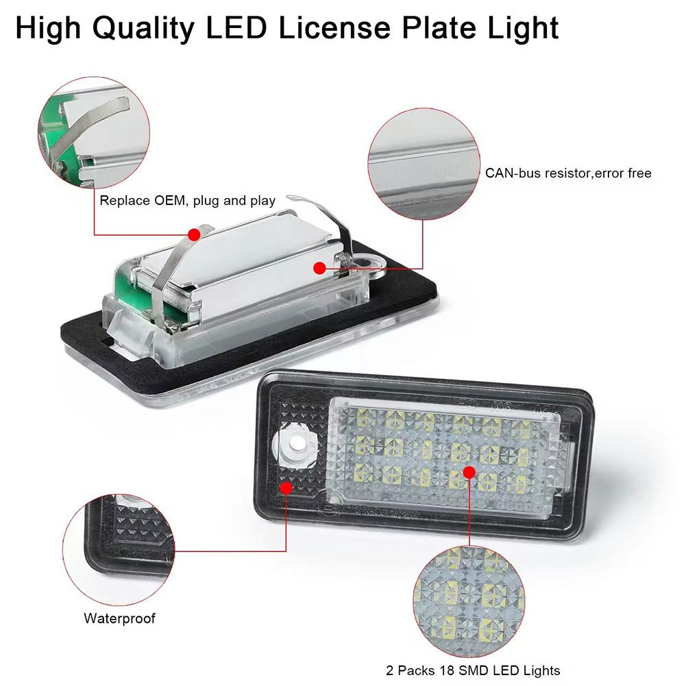 2pcs For Led Number Plate Light A3 A4 S4 Rs4 B6 B7 A6 Rs6 S6 C6 S5 Q7 A8 S8 Ultra-bright Error Free License Plate Lamp G9c6