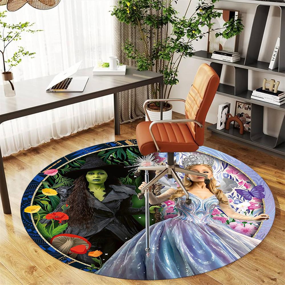 1pc Wicked Pattern Office Round Rugs, Under Chair Round Rugs for Living Room, Bedroom, Bathroom Decoration Carpet 091848