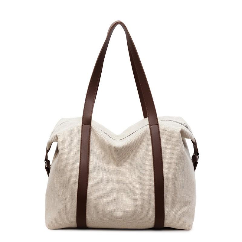 Large Capacity Canvas Tote Bag Women Stylish Shoulder Crossbody Travel With Zipper Phone Pocket