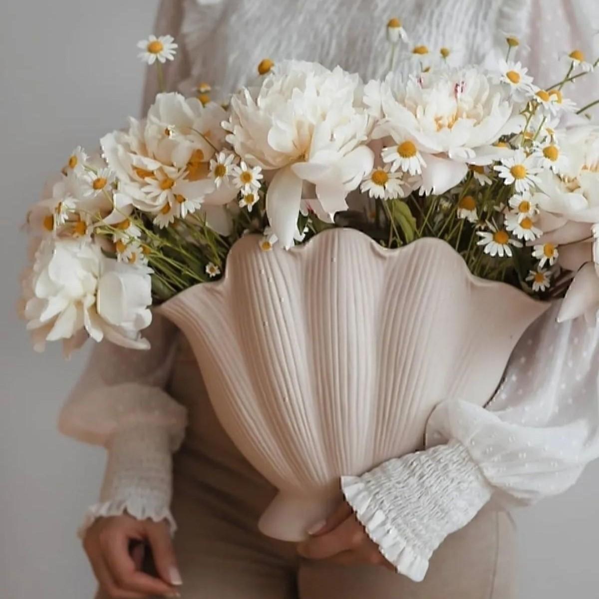 

Oyster Vase Sea Shell Vase White Home Decoration Gift Standart білий