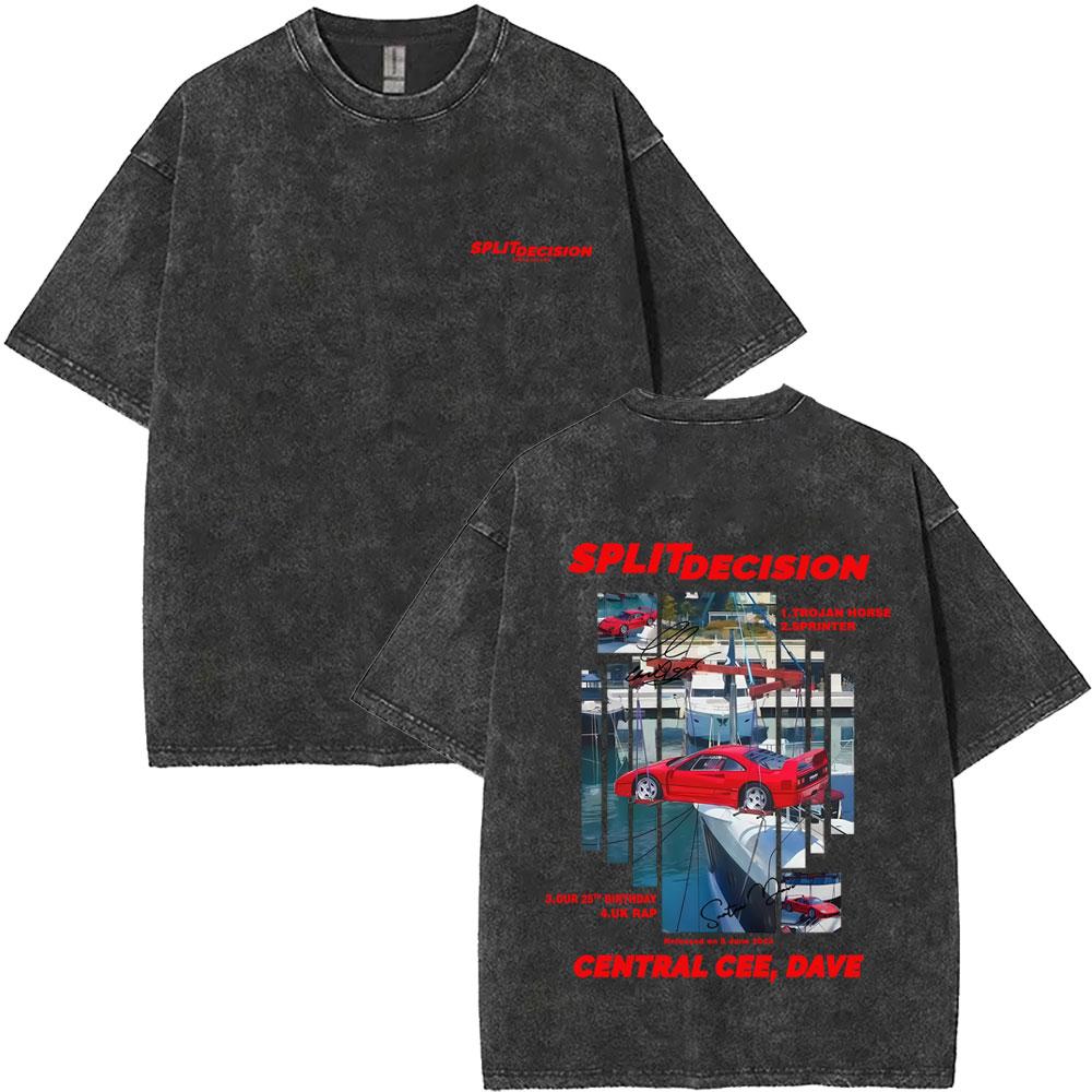 Washed Vintage Rapper Central Cee Face Graphic Tshirt Men Women Hip Hop Fashion Short Sleeve T Shirts Mens Oversized Streetwear