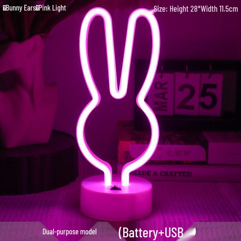 Korean Style Flamingo LED Neon Night Light - Decorative Christmas Fairy Accent with Round Base