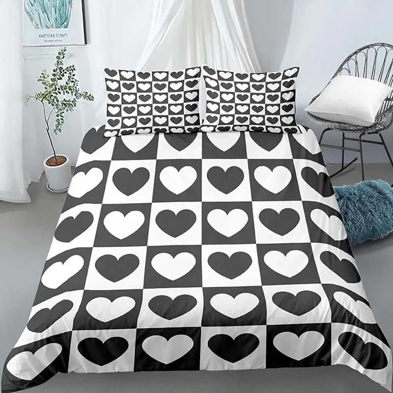 Chess Board Duvet Cover Set 3D Print International Chess Black White Comforter Cover For Boys Girls Polyester Bedding Set