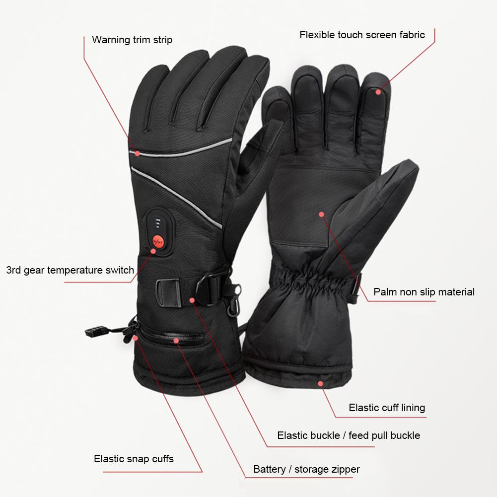 1 Paar Beheizte Handschuhe Wasserdicht Elektrische Heizhandschuhe Winddicht Touchscreen für Ski Radfahren für Motorrad für Sport Wandern