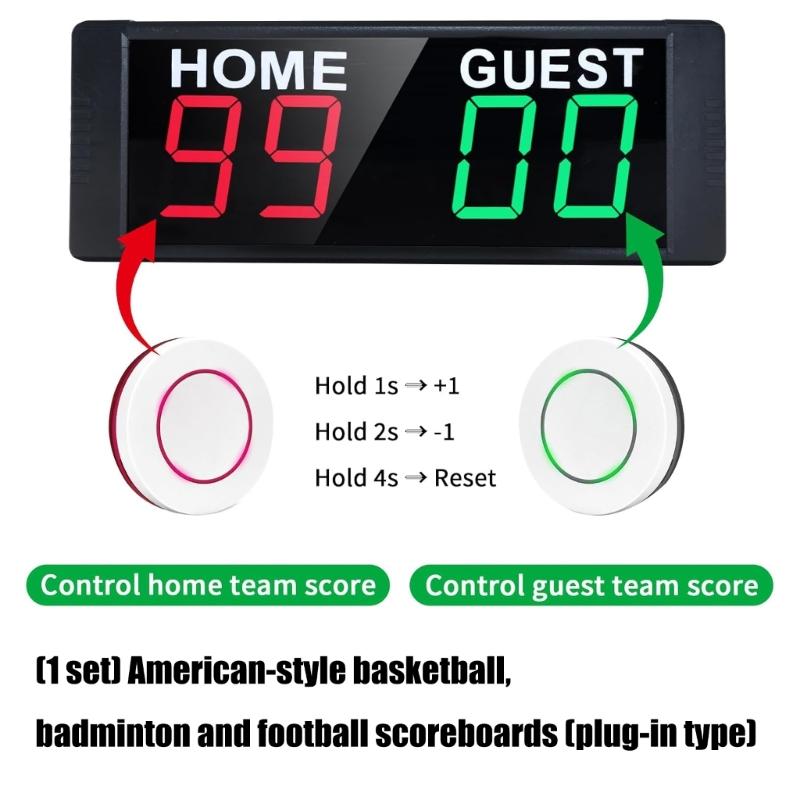 Multi-Sport Digital Scoreboard Adjustable Brightness Countdown Time Display Electronic Scoreboard Score Keepers