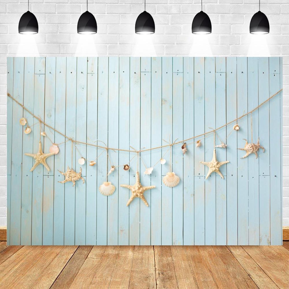 Nautical Theme Baby Party Background for Photography, Sailboat, Boat, Starfish, Wooden Board, Sailor Portrait, Photo Background