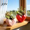 Charming Plant Container Geometric Heart Shape Flowerpot, Decorative Flower Pot for Indoor Elegant Home Decor Planter Outdoor, Creative Love