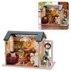 Miniature Wooden House Model with LED Light, Retro   Furniture Handcraft Kit for Developing