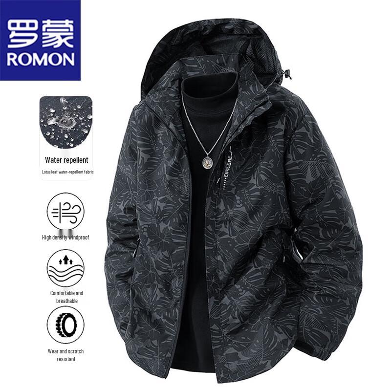 ROMON Men's Casual Waterproof Windbreaker Jacket