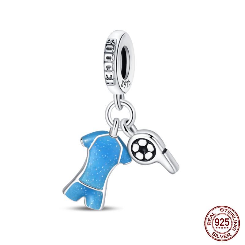 100% Copper I Love Soccer Series Lucky Football Trophy Charms Beads Fit Qikaola Original Bracelets Fine Diy Jewelry
