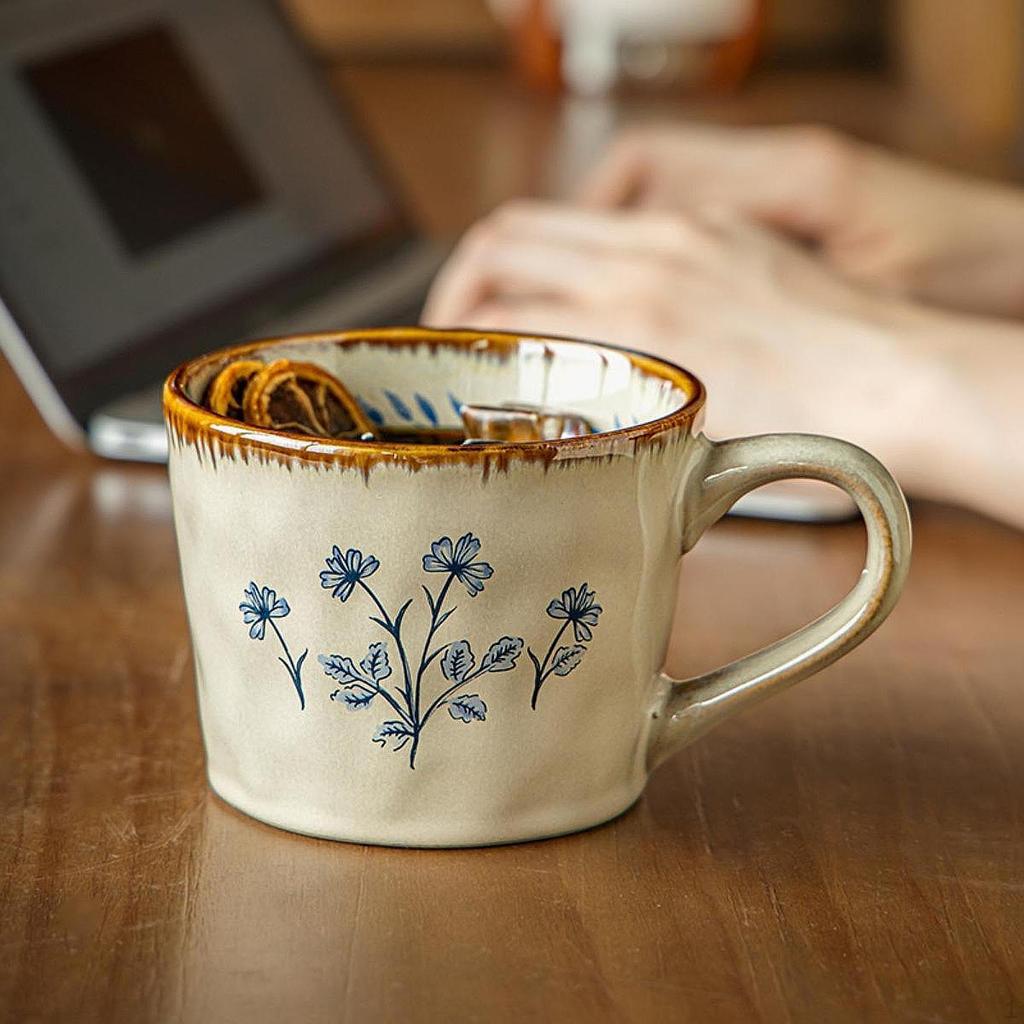 Ceramic Coffee Cup 385ml Novelty Large Capacity Tableware with Nonslip Handle Water Beverage