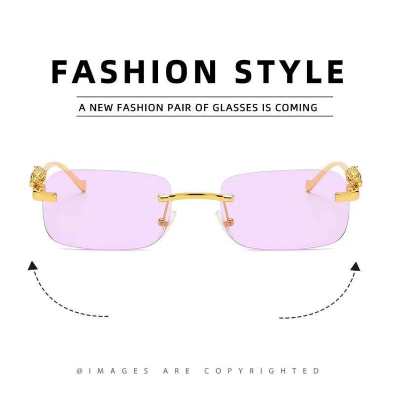 Frameless Rectangle Sunglasses Women Fashion Metal Sun Glasses Personalized Eyewear Outdoor Travel Gafas de Sol